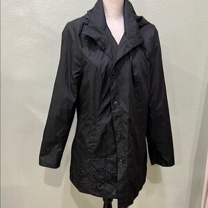 NWOT Dennis Basso Black Trench Coat with Water-Resistant Finish